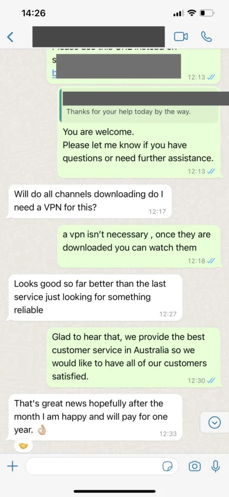 WhatsApp customer feedback on quick M3U link activation