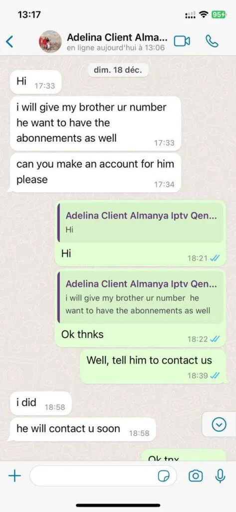 WhatsApp conversation showing successful Firestick installation
